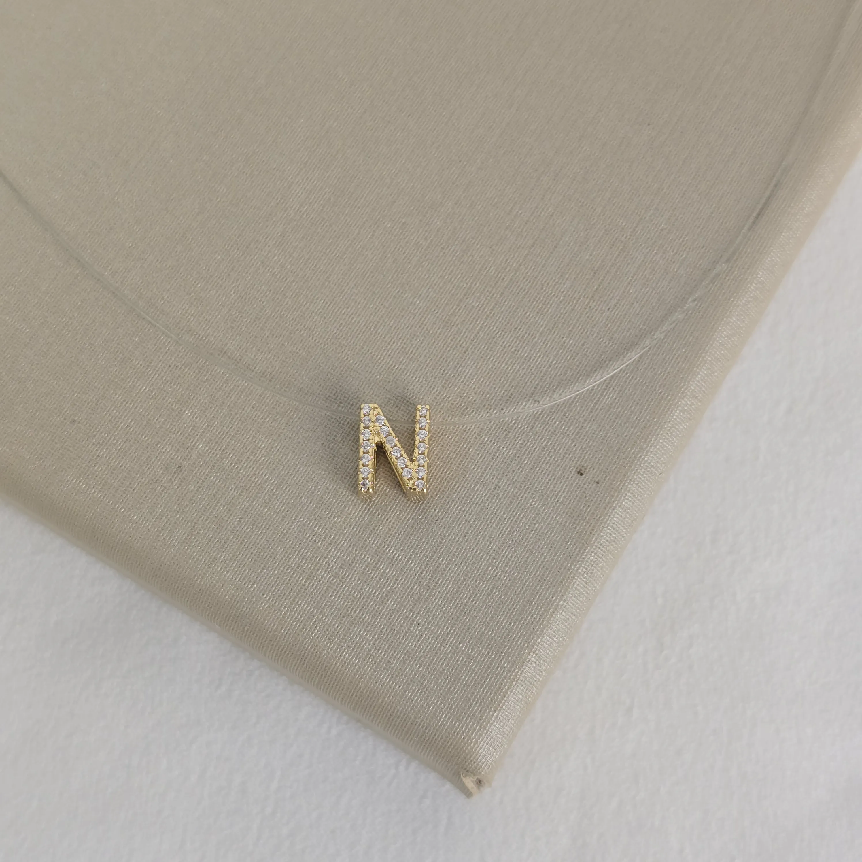 Colar Inicial Zircônia | Fio Nylon